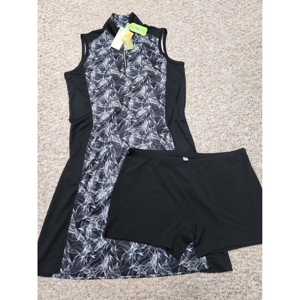 Bermuda Sands M Kinsley Black Gray Sleeveless Golf Tennis Dress Shorts UPF NWT